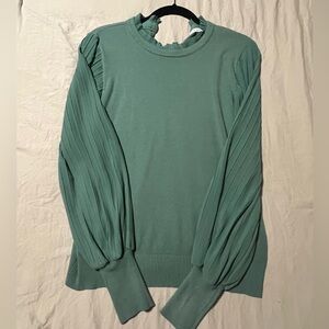 Sioni Teal Pleated Sleeve Sweatshirt
